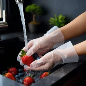 Food-Grade PLA and PBAT Custom Logo Printed Compostable Disposable Food Service Gloves for Restaurants