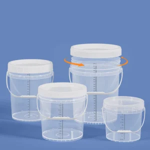 Food Grade PP Graduated Plastic Buckets with Screw Lid Transparent Round Screw Top Bucket for Storage Powder Soild
