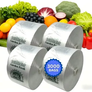 Food Grade Recyclable ISO9001 Certified Side Gusset Plastic Produce Bags 3000 Counts Thickened for Kitchen Fruits Vegetables