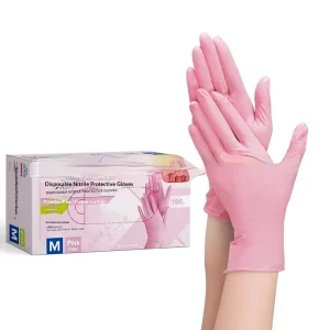 Food-Grade Smooth-Texture Pink Disposable Nitrile Gloves for Catering, Kitchen, and Household Cleaning