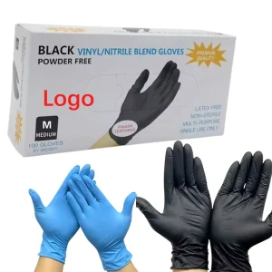 Food-Grade Vinyl Nitrile Blend Disposable Gloves, Black, for Cooking, Cleaning, Tattoo Work