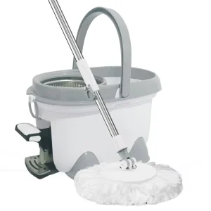 Foot Pedal Spin Mop and Bucket Set with Stainless Steel Wringer 360 Rotating Floor Cleaning System