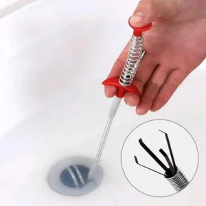 Four-Jaw Bendable Drain Snake with Hair Catcher for Sink Pipe Unclogging