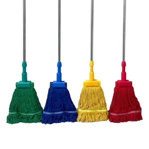 Four color Cotton Thread Clamp Type Mop for Hospitals Factories Detachable Water Absorbent Head Stainless Steel Telescopic