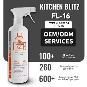 Fraxen Lab Household Heavy Duty Oil Grease Remover Efficient Degreasing Spray for Kitchen Stove Hood Countertop Cleaning OEM ODM