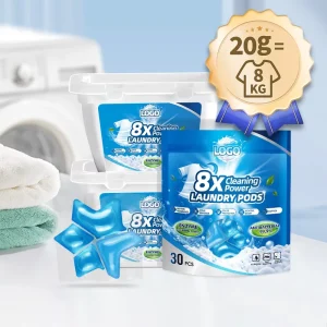 Free Sample 20g Cold Water Fast Dissolving Energy Saving Low Temperature Wash High Efficiency Laundry Detergent Pods HE Washers
