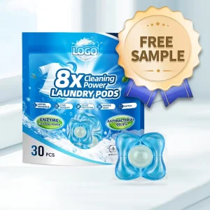 Free Sample 30 Count Quick Dissolve Laundry Detergent Pods 3 In1 Perfume Concentrated Capsules for Stubborn Stains 20g Stock