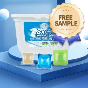 Free Sample Eco Friendly 8 Times Concentrated Disposable Laundry Detergent Pods with Softener Beads for Apparel Care