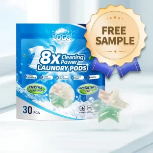 Free Sample Hypoallergenic Eco-Friendly Disposable 5-in-1 Laundry Pods Scent Boosters Color Protection High Efficiency Detergent
