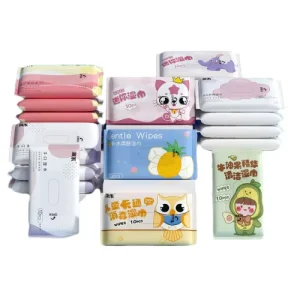 Free Sample OEM Custom 10pcs Cleaning Pampering Baby Wipes Cleansing Wet Wipes