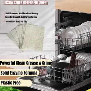 Fresh Lemon Scented Eco Friendly Powerful Clean Dishwashing Detergent Sheets Solid Enzyme