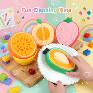 Fruit-Shaped Highly Absorbent Foam Dishwashing Scouring Pad for Kitchen