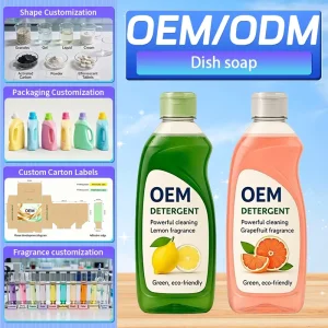 Fruit Vegetable Eco Friendly Liquid Detergent Custom Kitchen Dishwashing Soap Lemon Fragrance Powerful Cleaning Products