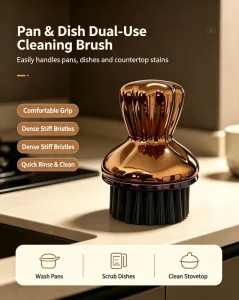 Fruit and Vegetable Pot Cleaning Brush with Removable Replaceable Brush Heads