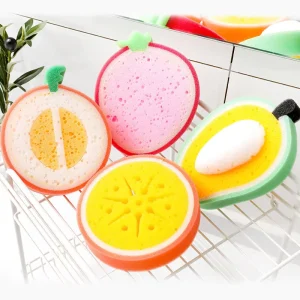 Fruit cleaning sponge dishwashing cloth powerful stain removing dish towel thickened kitchen scouring pad dishwashing wipe