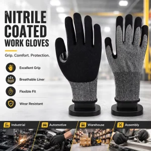 Full Palm Coverage Oil-Proof Waterproof Nitrile-Coated Gloves for Cleaning, Kitchen, and Food Use, Supplier