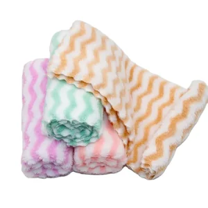 Funny Embroidery Kitchen Clean Coral Fleece Weave Absorbent Table Flamingo Checkered Printed Dish Towel