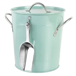 Galvanized Ice Bucket with Lid and Scoop Double Layer Ice Bucket with Inner Bucket
