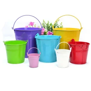 Galvanized Metal Garden Bucket Planter with Handle