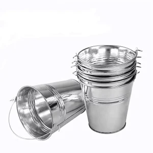 Galvanized Steel Silver Mini Eco Friendly Durable Minimalist Bucket Set Food Container Garden Planter Camping Kid Toy Beach