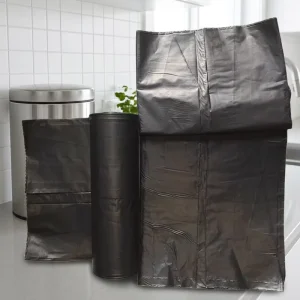 Garbage Bags 23 33 65 Gallon HDPE Heat Seal Valve Biodegradable Leak-Proof Kitchen Trash Can Liners Black Heavy-Duty