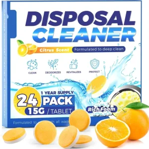 Garbage Disposal Cleaner Deodorizer Tablets 24 Pack Foaming Citrus Scented Septic Safe