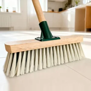 Garden Hard Broom with PVC Head and Natural Wooden Handle for House and Garden Use