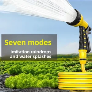 Garden Plastic Car Wash Water Gun with Magic Telescoping Hose Seven-Function High-Pressure Spray Gun for Car Washing & Watering