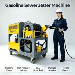Gasoline Sewer Cleaning Machine 27HP 200Bar 60Lmin High pressure Drainage Jet Cleaner with 60M Hose