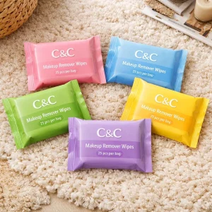 Gentle Alcohol Free Travel Makeup Remover Wet Wipes for Women Facial Cleansing Wipe with Aloe Vitamin E Moisturizing