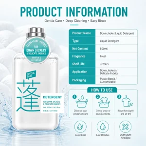 Gentle Eco Friendly Disposable Down Jacket Gel Detergent for Apparel Delicate Fabrics OEM ODM Supplier