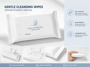 Gentle Makeup Remover Wipes 25 Towelettes Facial Cleansing Wipes for Sensitive Skin Support Small Batch Private Label Custom
