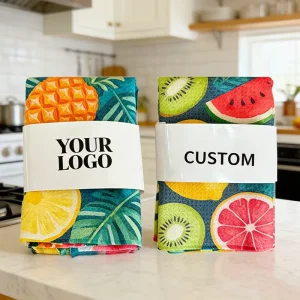 Gift New Design Custom logo Dish Towels for Kitchen Super Soft Quick Drying Waffle Weave Clean Tea Towel