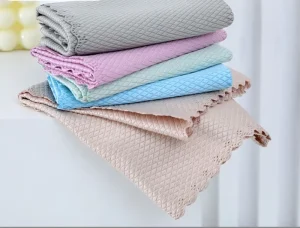 Glass Cleaning Wipe Kitchen Cleaning Cloth Anti Grease Wiping Rags Fish Scale Home Dish Washing Towel Woven Technique