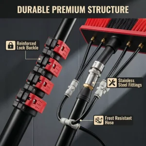 Glass Solar Panel Cleaning Brush Carbon Fiber Telescopic Rods (19.69 Feet) Eco-Friendly 5-Joint Photovoltaic Cleaning Tool