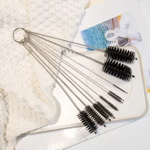 Gloway 10 Different Diameters 8.2 Inches Nylon Drink Pipe Brushes Stainless Steel Straw Cleaning Brush For Gaps And Dead Angle
