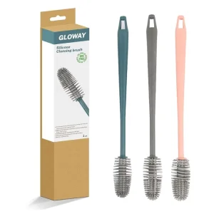 Gloway Kitchen Household TPR PP Multi Function Flexible Bristles Glassware Cleaner Brush Long Handle Baby Water Bottle Brush
