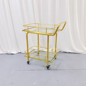 Gold Candy Cart Wedding Dessert Bar Cart Metal Frame Customizable Luxury Reception Decor