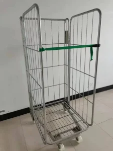 Golden Steel Q235 Four Wheel Hotel Room Cleaning Laundry Cart Nestable Design 500kg Capacity Zinc Galvanized