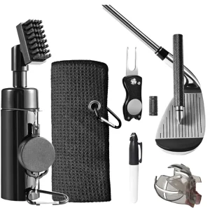 Golf Club Cleaning Brush Plastic Press Water Spraying Groove Cleaner Telescopic Pull Ring Design Portable Tool Maintenance