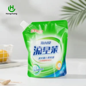 Gravure Printed 10-Color Custom Printed 1kg Stand-Up Leak-Proof Chemical Resistant Liquid Soap Pouch Spout Reusable Resealable