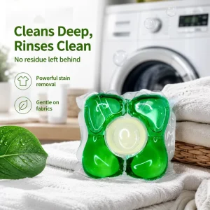 Green Eco Friendly Natural Organic Biodegradable Laundry Pods Detergent for Apparel Long Lasting Fragrance Deep Clean