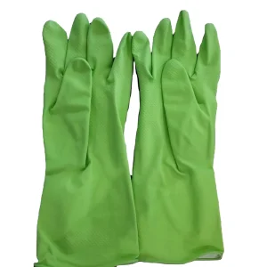 Green Latex Rubber Household Kitchen Gloves, Aloe-Scented