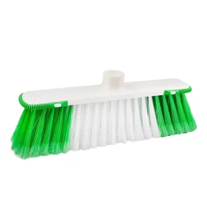 Green PET Kitchen Broom with Plastic Handle and Dustpan Soft and Hard Brushes