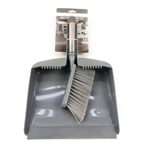 Grey Dustpan and Brush Set with Bamboo Handle Small Broom and Dustpan Set for Kitchen Desktops Bedroom