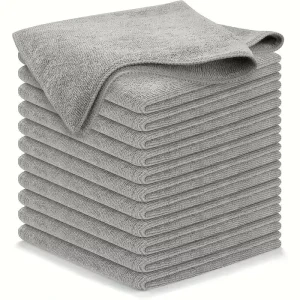 Grey Microfiber Cleaning Cloth Ultra-Absorbent for Grime and Liquid Removal and Streak-Free Car Washing