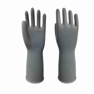 Grey Reusable Waterproof Rubber Dishwashing Gloves
