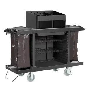 Grey Yellow PP Service Cleaning Cart Two Doors Hotel Room Service Beverage Service Zone