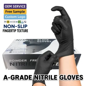 Guantes De Nitrilo Caja Textured Gloves Black Blend Nitrile Prices Powder Free Disposable Hand Blue Nitrile Gloves
