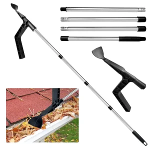 Gutter Cleaning Brush Roofing Tool Guard Cleaner Tool with Telescopic Extendable Pole Easy Remove Leaves
